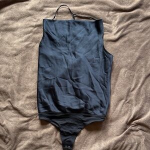 Satiny Apron Black Sleeveless Bodysuit Abercrombie and Fitch XSP